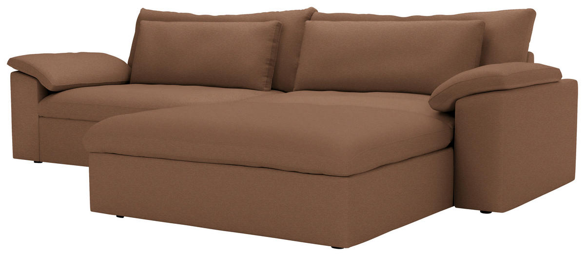 ECKSOFA  Chenille Altrosa  - Schwarz/Altrosa, Modern, Kunststoff/Textil (306/198cm) - Carryhome