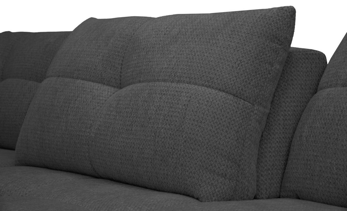 ECKSOFA Anthrazit Chenille Armlehnenkissen, Rücken echt, Sitztiefenverstellung  - Anthrazit/Schwarz, KONVENTIONELL, Textil/Metall (215/313cm) - Hom`in