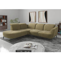 ECKSOFA Chenille Olivgrün  - Schwarz/Olivgrün, Konventionell, Textil/Metall (267/300cm) - Sit & More