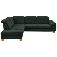 ECKSOFA in Flachgewebe Dunkelgrün  243/301 cm  - Wildeiche/Dunkelgrün, Natur, Holz/Textil (243/301cm) - Voleo