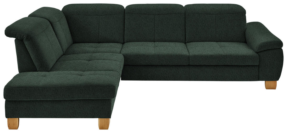 ECKSOFA in Flachgewebe Dunkelgrün  243/301 cm  - Wildeiche/Dunkelgrün, Natur, Holz/Textil (243/301cm) - Voleo