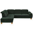 ECKSOFA in Flachgewebe Dunkelgrün  - Wildeiche/Dunkelgrün, Natur, Holz/Textil (243/301cm) - Voleo