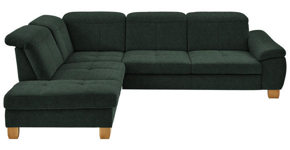 ECKSOFA in Flachgewebe Dunkelgrün  - Wildeiche/Dunkelgrün, Natur, Holz/Textil (243/301cm) - Voleo