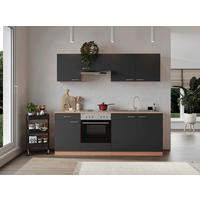 MODULKÖK 210 cm   i grå  - bokfärgad/aluminiumfärg, Basics, trämaterial/plast (210cm) - Respekta