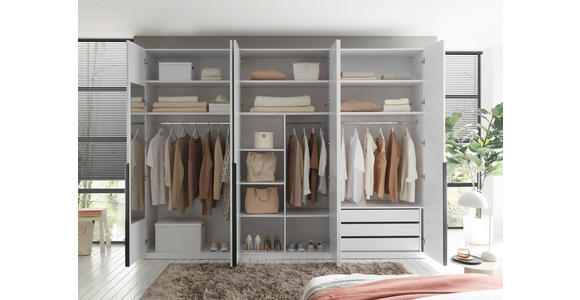 DREHTÜRENSCHRANK 302/225/58 cm,  in Weiß, 6-türig  - Schwarz/Weiß, MODERN, Holzwerkstoff/Metall (302/225/58cm) - Xora