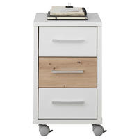 PREDALNIK NA KOLESCIH  bela, barve hrasta  - barve kroma/barve hrasta, Design, kovina/umetna masa (35/58/40cm) - Xora