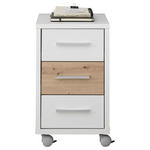 ROLLCONTAINER Weiß, Eichefarben  - Chromfarben/Eichefarben, Design, Holzwerkstoff/Kunststoff (35/58/40cm) - Xora