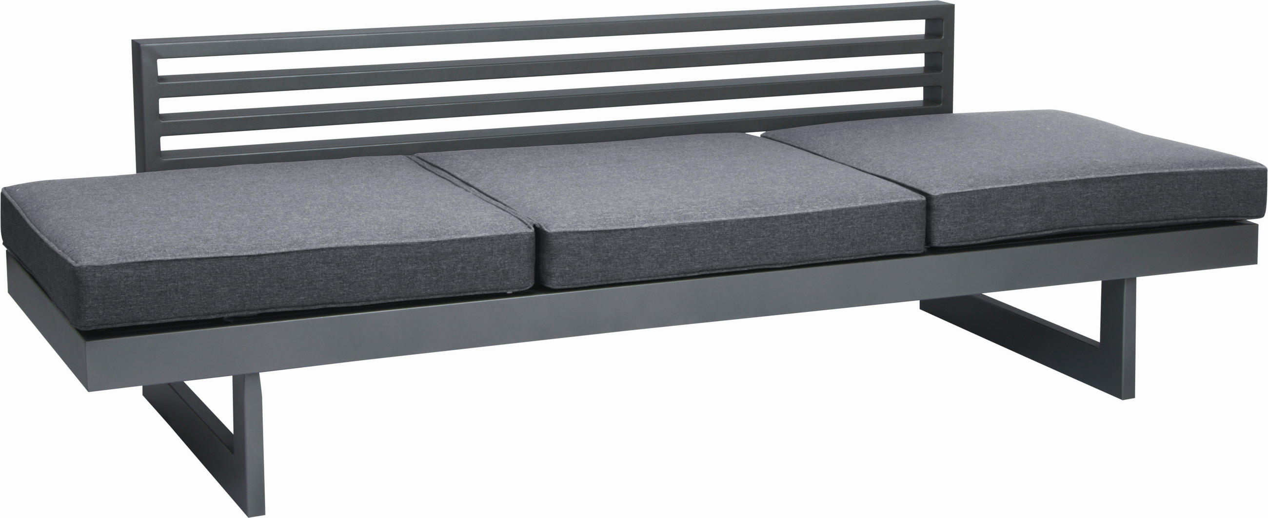 GARTENLIEGE 216/68/80 cm  - Graphitfarben/Grau, Basics, Textil/Metall (216/68/80cm) - Stern