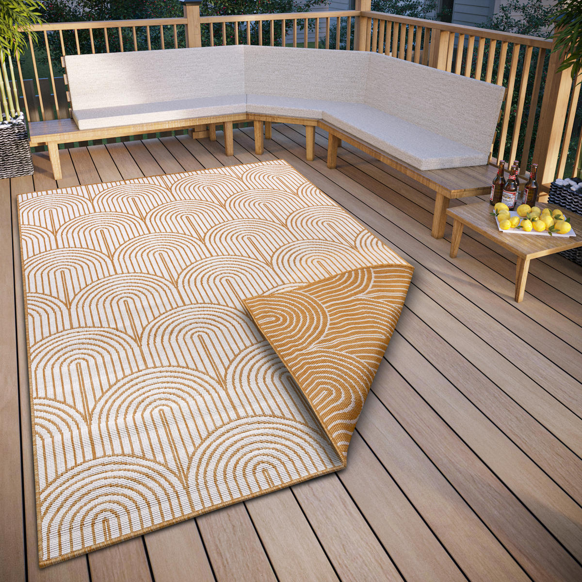 OUTDOORTEPPICH 240/330 cm Pangli Weiß, Honig  - Weiß/Honig, Design, Kunststoff (240/330cm)