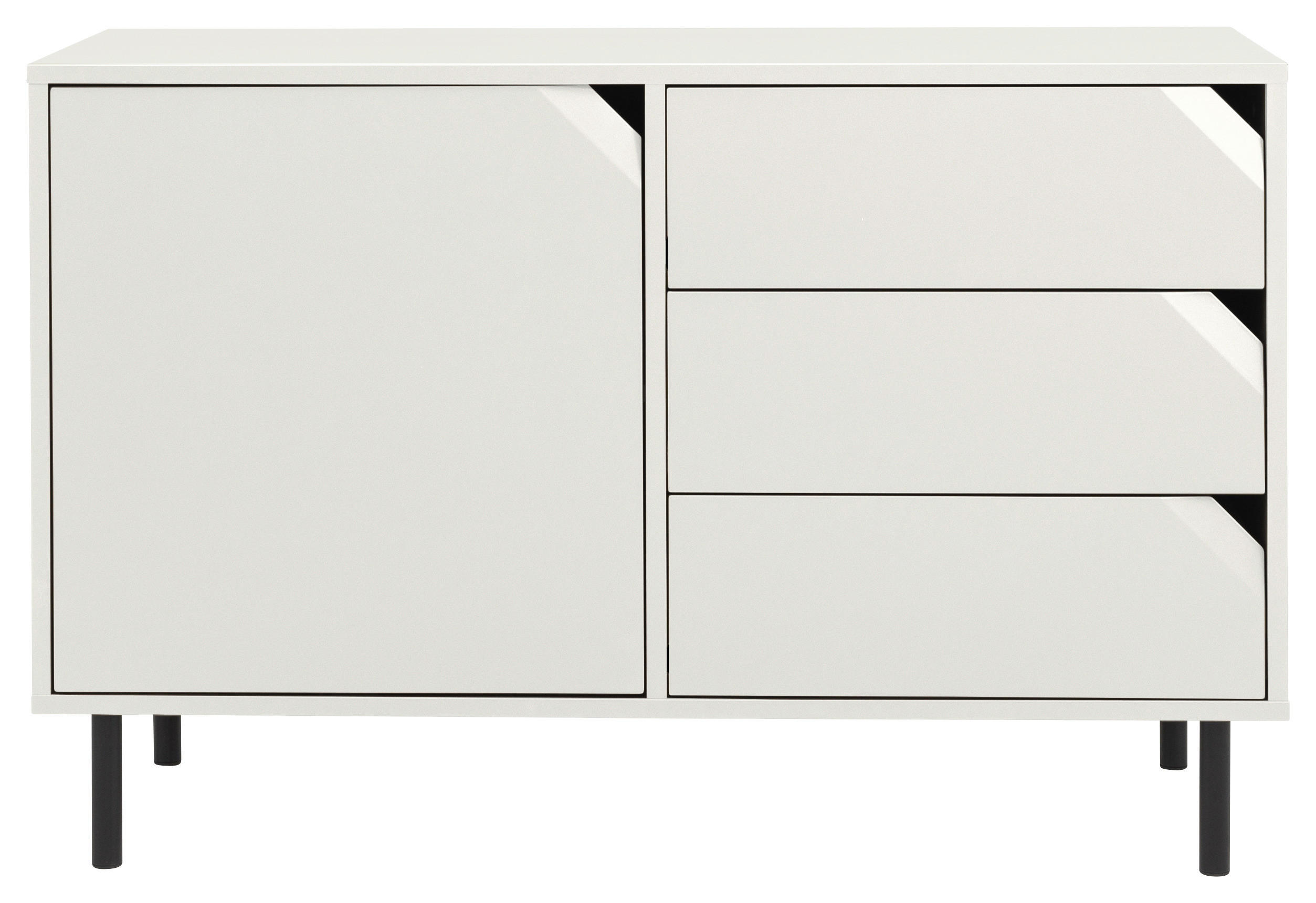 SIDEBOARD 118/77/43 cm  in Weiß  - Schwarz/Weiß, Design, Holzwerkstoff/Metall (118/77/43cm)