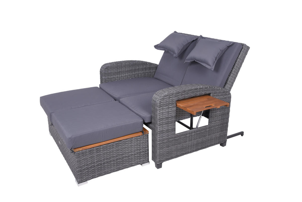 LOUNGEGARNITUR   116/95/118 cm Akazie massiv Stahl  - Dunkelgrau/Anthrazit, Basics, Holz/Kunststoff (116/95/118cm) - Gardenson