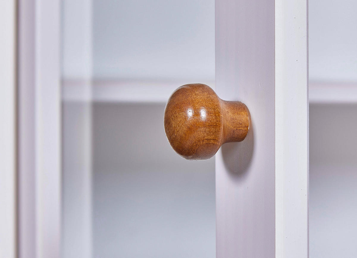 VITRINE in massiv Kiefer Weiß, Eichefarben  - Eichefarben/Weiß, MODERN, Glas/Holz (190/90/38cm) - MID.YOU