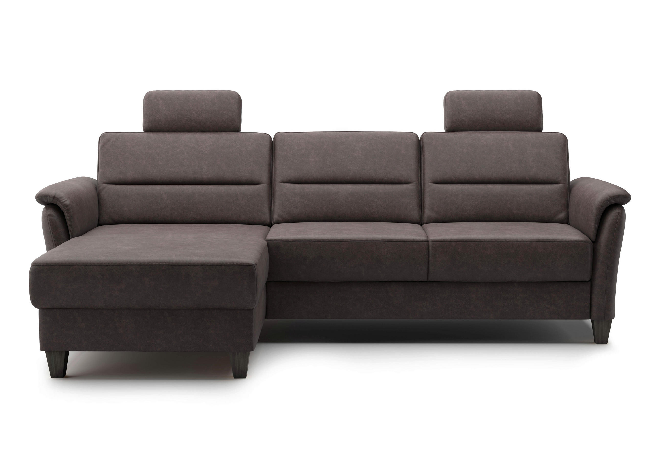 ECKSOFA in Mikrofaser Braun  163/244 cm  - Wengefarben/Braun, KONVENTIONELL, Holz/Textil (163/244cm) - Sit & More