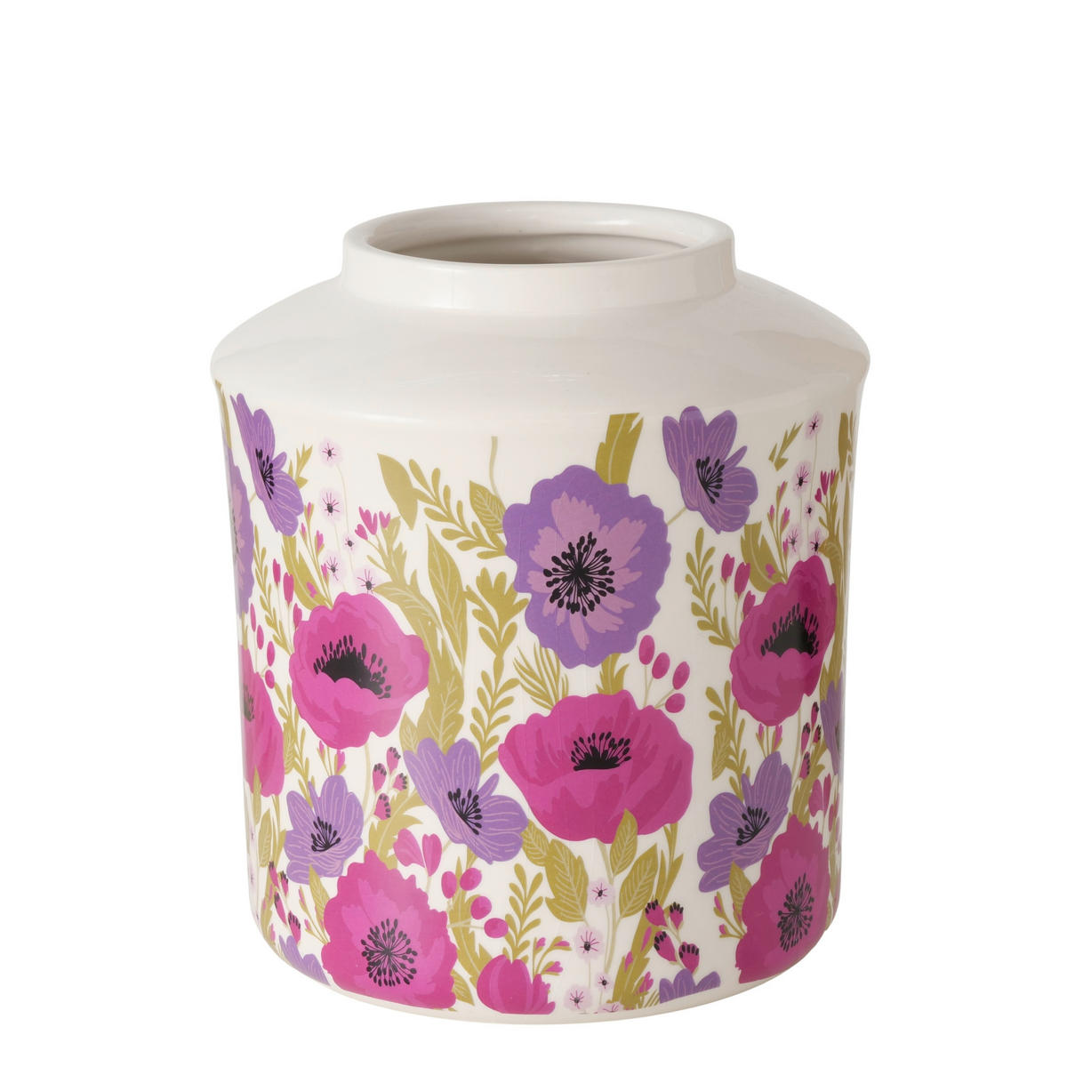 VÁZA, keramika,  - světle zelená/fialová, Basics, keramika (16/16/18cm)