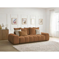 SCHLAFSOFA EVEREST  mit Armteil links, Armteil rechts Flachgewebe Orange  - Schwarz/Orange, MODERN, Kunststoff/Textil (278/115/90cm) - Livetastic