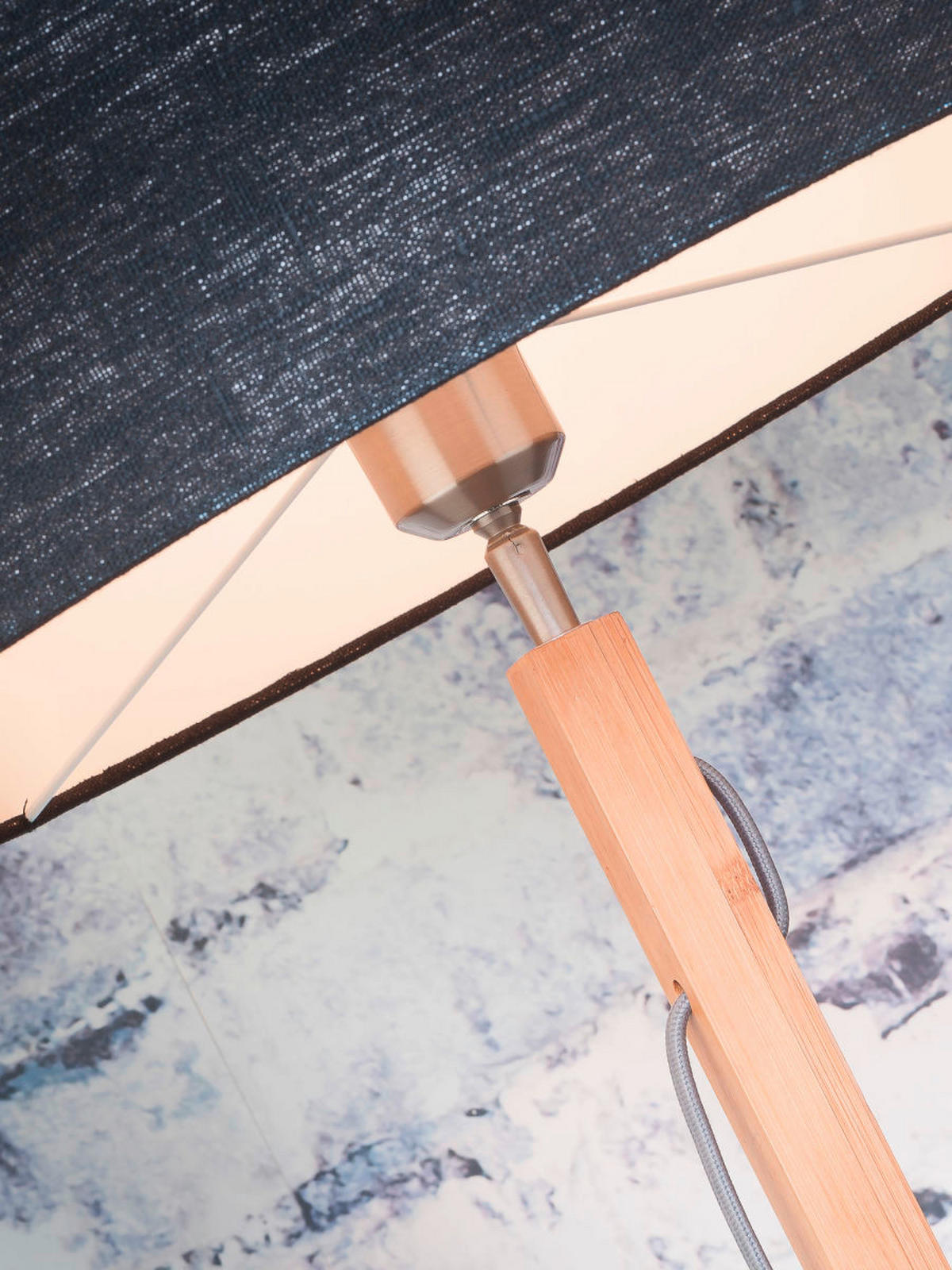 STEHLEUCHTE 47/167 cm    - Blau/Naturfarben, Trend (47/167cm) - Good & Mojo