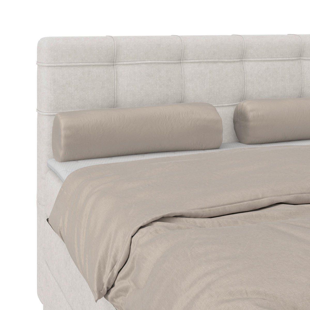 BOXSPRINGBETT 140/200 cm,  in Beige, H3 = fest  - Beige/Schwarz, KONVENTIONELL, Kunststoff/Textil (140/200cm)