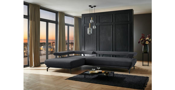 ECKSOFA in Chenille Dunkelgrau  224/305 cm  - Dunkelgrau/Schwarz, Design, Textil/Metall (224/305cm) - Dieter Knoll
