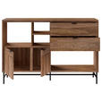 SIDEBOARD Sheesham massiv Braun, Honig Einlegeböden  - Schwarz/Braun, Design, Holz/Metall (140/93/38cm) - Carryhome