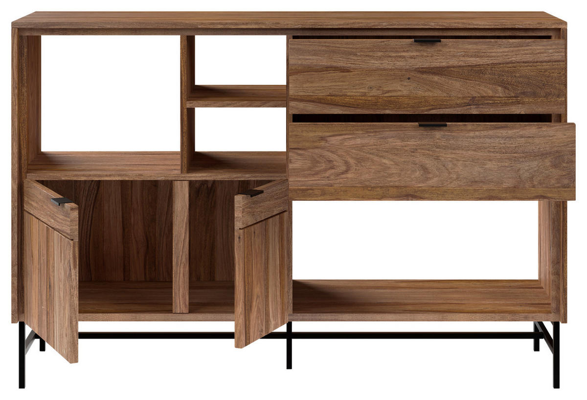 SIDEBOARD  in 140/93/38 cm  - Schwarz/Braun, Design, Holz/Metall (140/93/38cm) - Carryhome