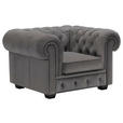 CHESTERFIELD-SESSEL - Wengefarben/Grau, LIFESTYLE, Holz/Textil (115/76,5/96cm) - Landscape