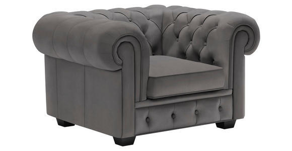 CHESTERFIELD-SESSEL - Wengefarben/Grau, LIFESTYLE, Holz/Textil (115/76,5/96cm) - Landscape