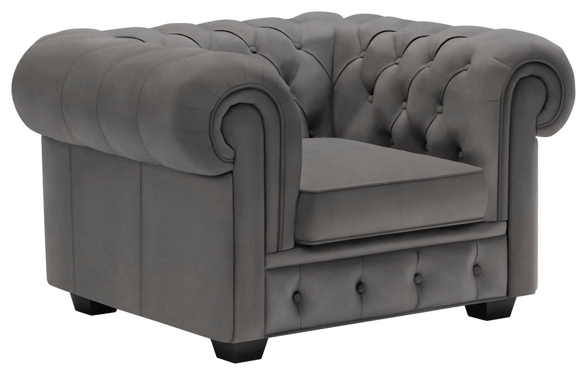 CHESTERFIELD-SESSEL - Wengefarben/Grau, LIFESTYLE, Holz/Textil (115/76,5/96cm) - Landscape