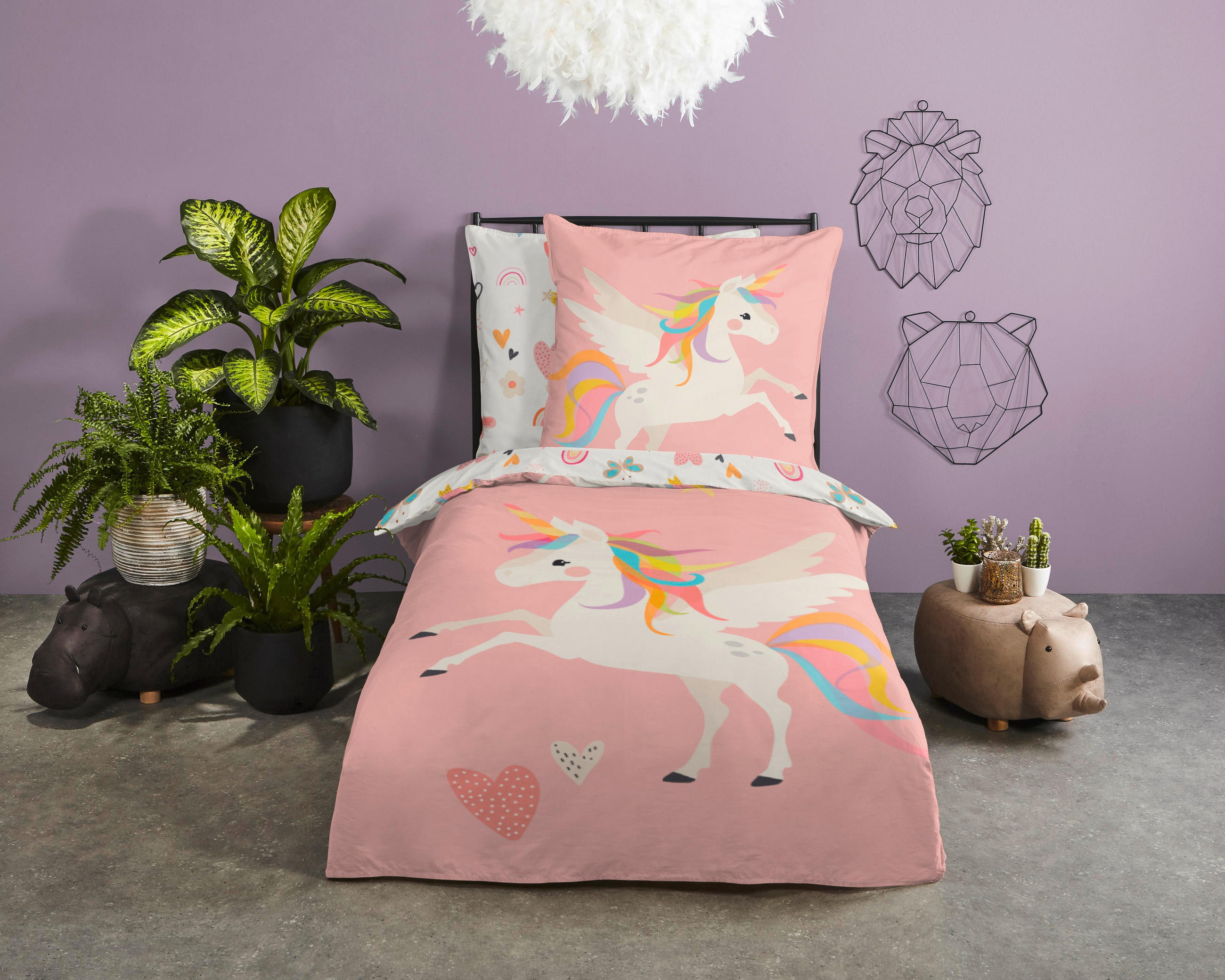 DEČJA POSTELJINA UNICORN 140/200 cm renforcé tkanina pink  - pink, Konvencionalno, tekstil (140/200cm) - Ben'n'jen