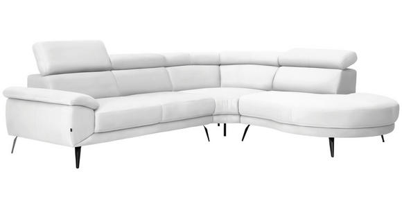 ECKSOFA Weiß Velours - Schwarz/Weiß, Design, Textil/Metall (299/264cm) - Novel