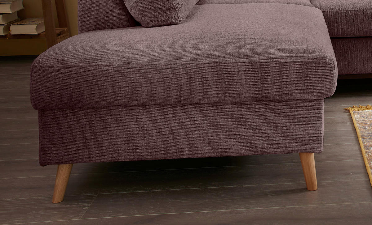 ECKSOFA in Struktur Bordeaux  200/230 cm  - Bordeaux/Naturfarben, KONVENTIONELL, Holz/Textil (200/230cm) - P & B