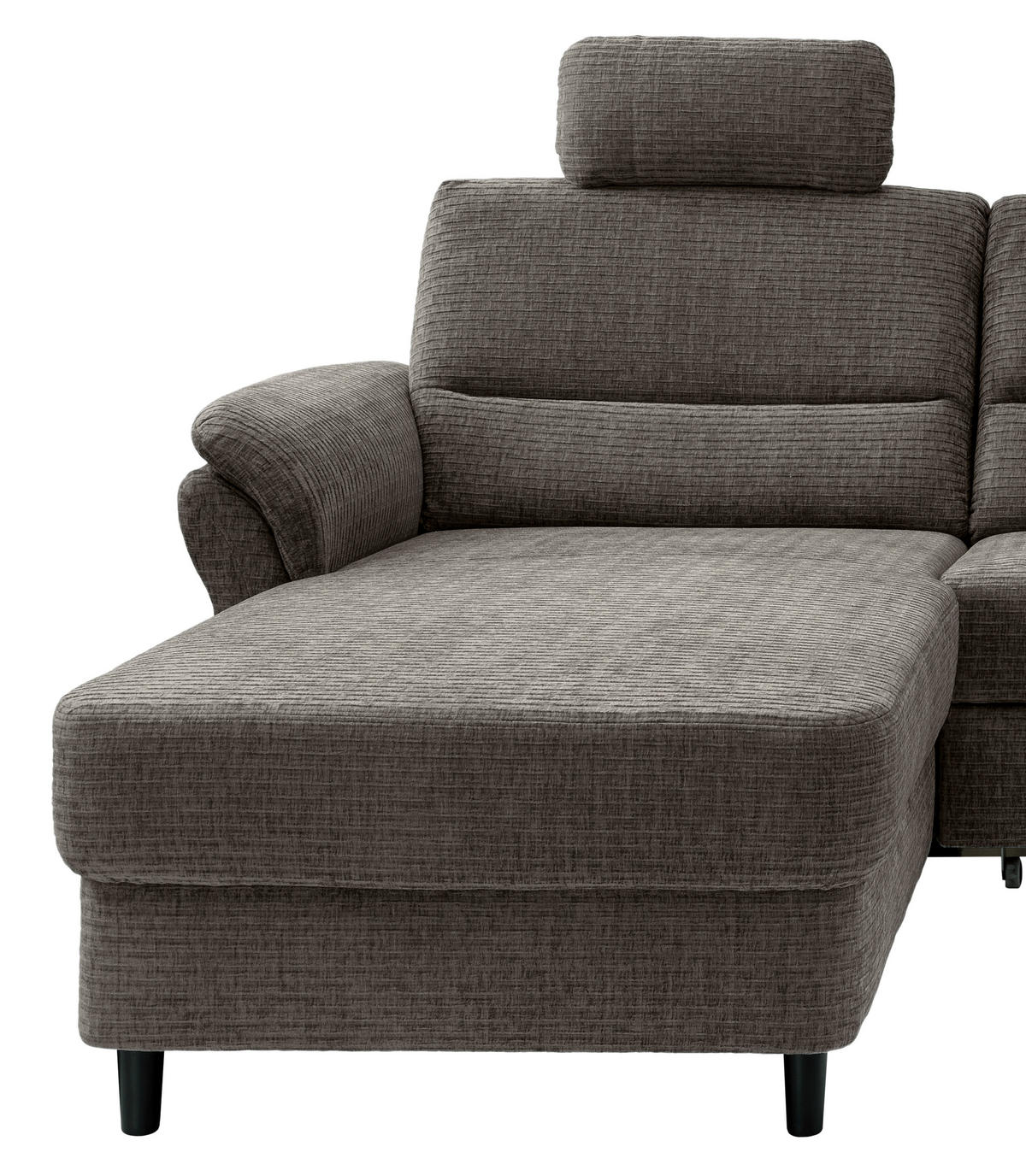 ECKSOFA in Mikrofaser Graubraun  - Graubraun/Schwarz, Modern, Holz/Textil (176/279cm) - Livetastic