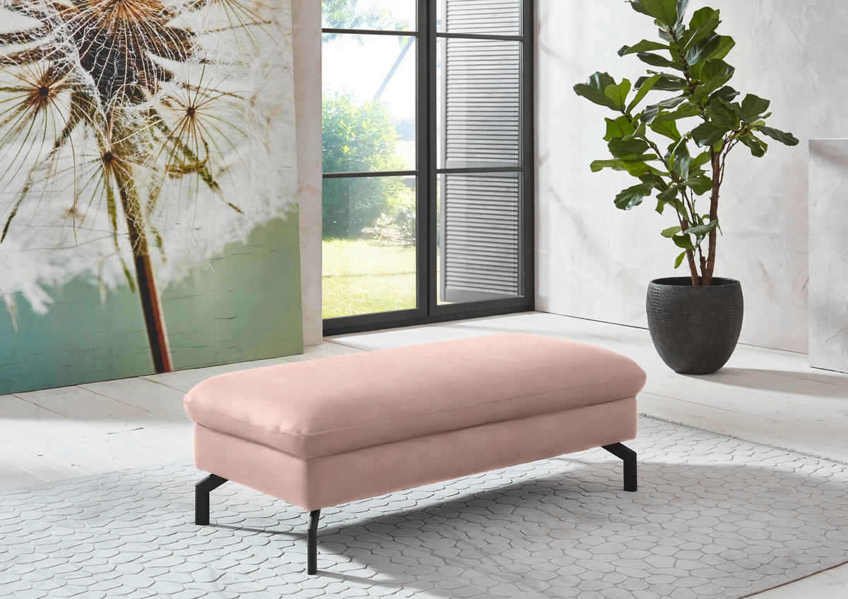 ECKSOFA in Velours Rosa  - Schwarz/Rosa, Design, Textil/Metall (306/179cm) - Beldomo System