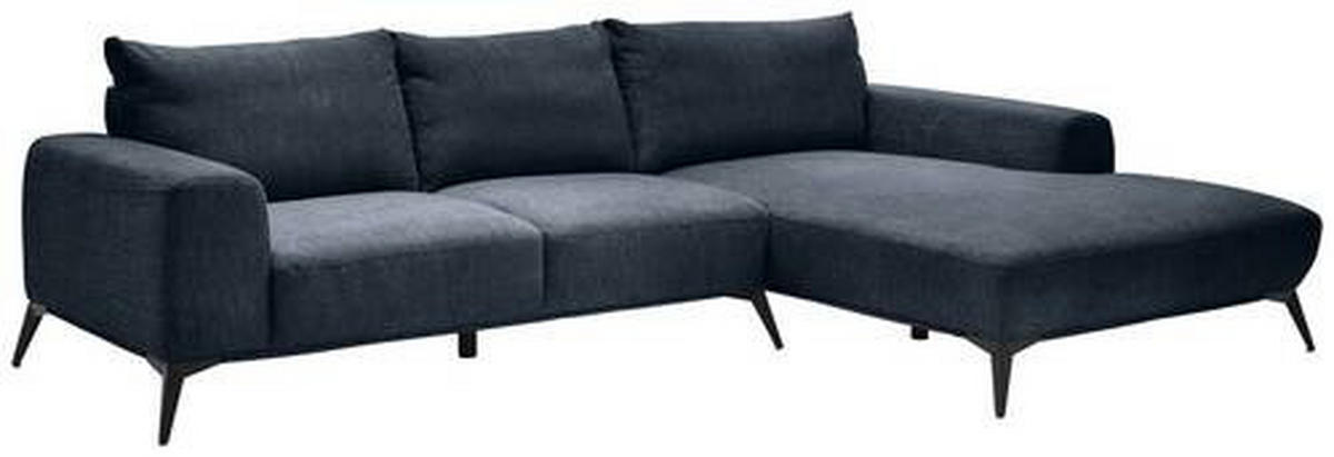 ECKSOFA in Webstoff Dunkelblau  - Schwarz/Dunkelblau, Design, Textil/Metall (298/187cm) - Stylife