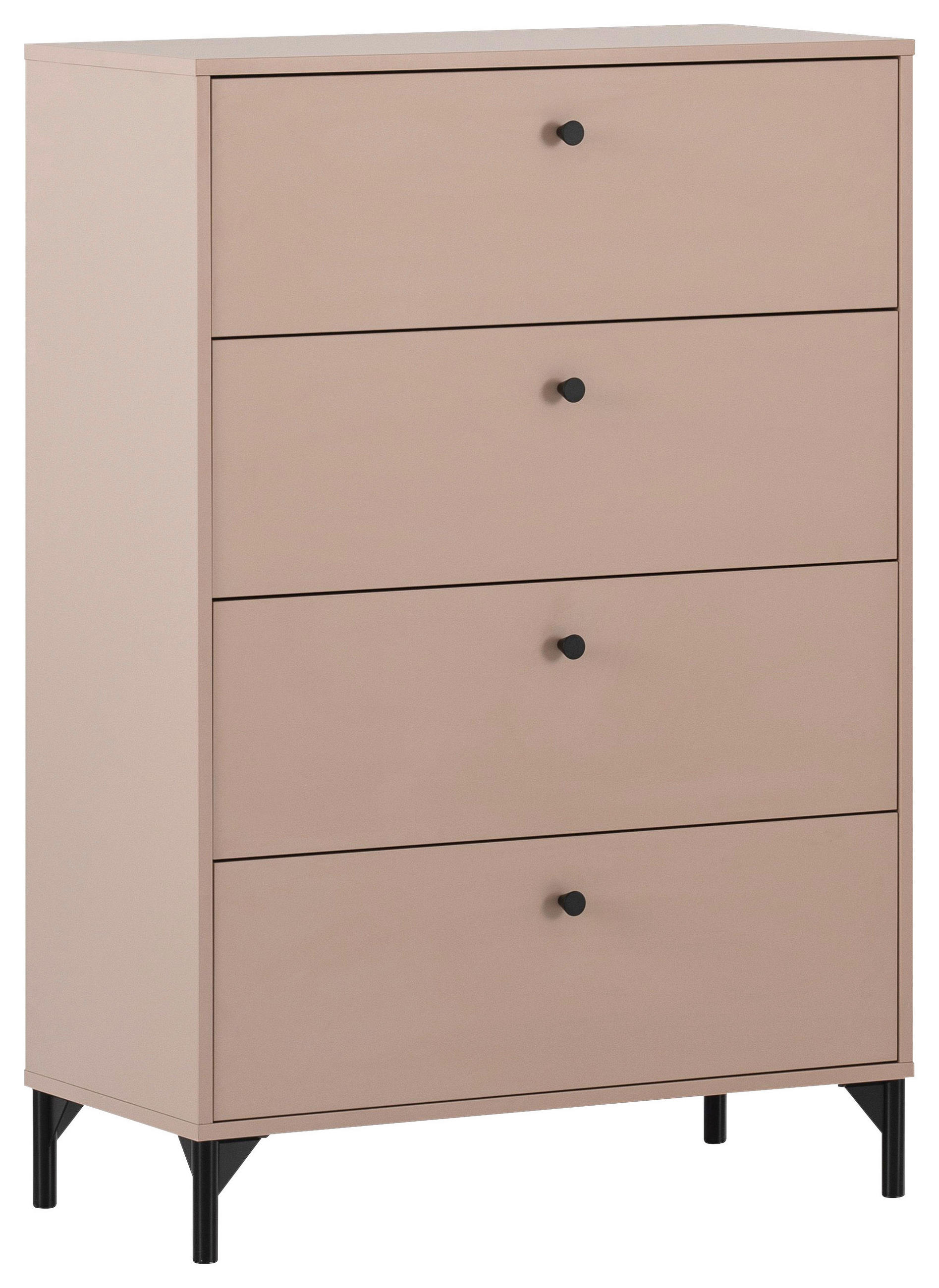 KOMMODE Smash  in 80,1/116,7/40 cm  - Schwarz/Altrosa, KONVENTIONELL, Holzwerkstoff/Kunststoff (80,1/116,7/40cm) - Stylife