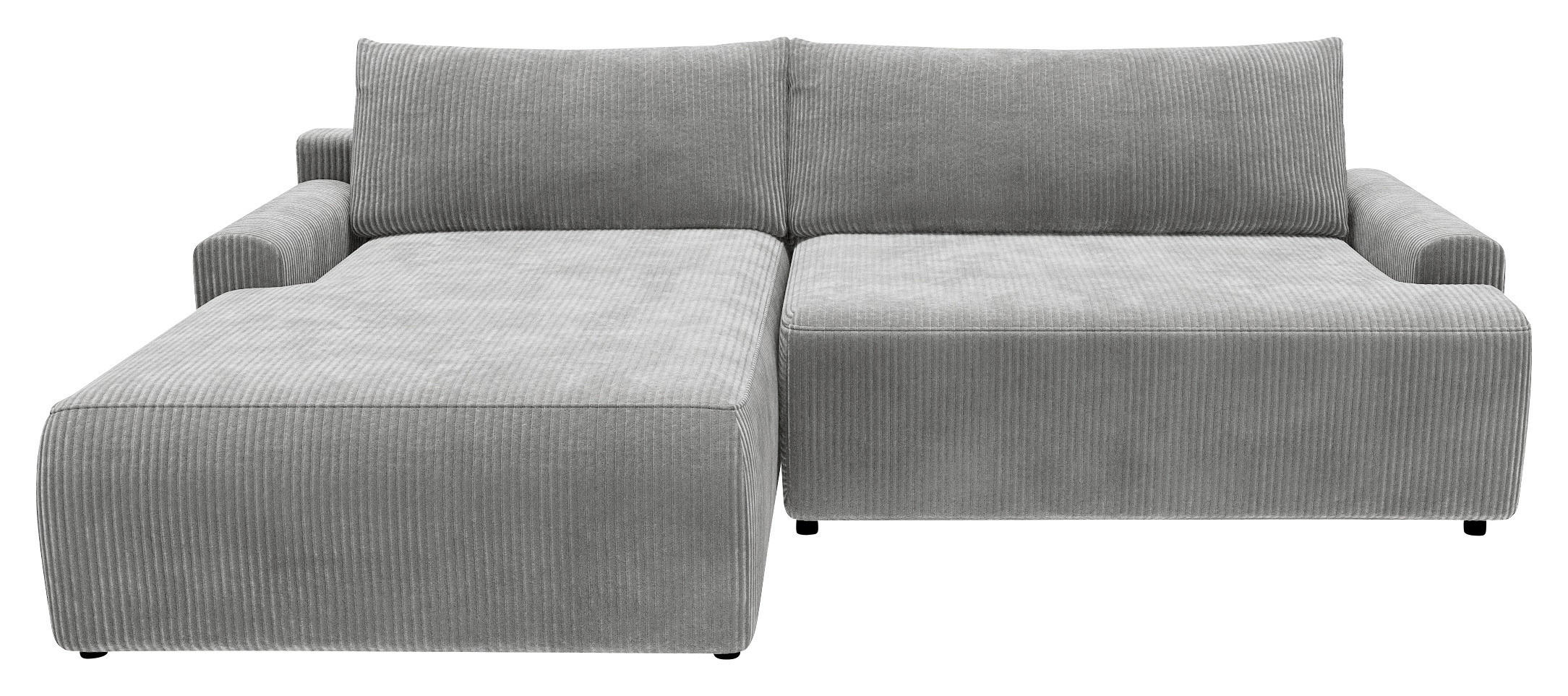 ECKSCHLAFSOFA in Cord Dunkelgrau  - Dunkelgrau/Schwarz, Modern, Kunststoff/Textil (167/253cm) - Trendmanufaktur