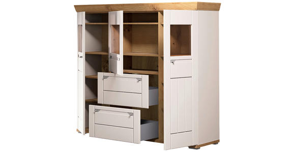 HIGHBOARD Kaschmir, Eiche Artisan  161/144/47 cm  - Kaschmir/Eiche Artisan, ROMANTIK / LANDHAUS, Glas/Holzwerkstoff (161/144/47cm) - Landscape