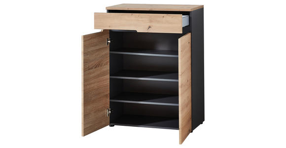 GARDEROBE 7-teilig  in 255/192/38 cm  - Graphitfarben/Eiche Artisan, Design, Glas/Holzwerkstoff (255/192/38cm) - Voleo