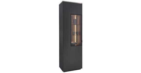 VITRINE in Eiche Anthrazit - Anthrazit/Schwarz, Design, Glas/Holz (60,8/198,6/40cm) - Dieter Knoll