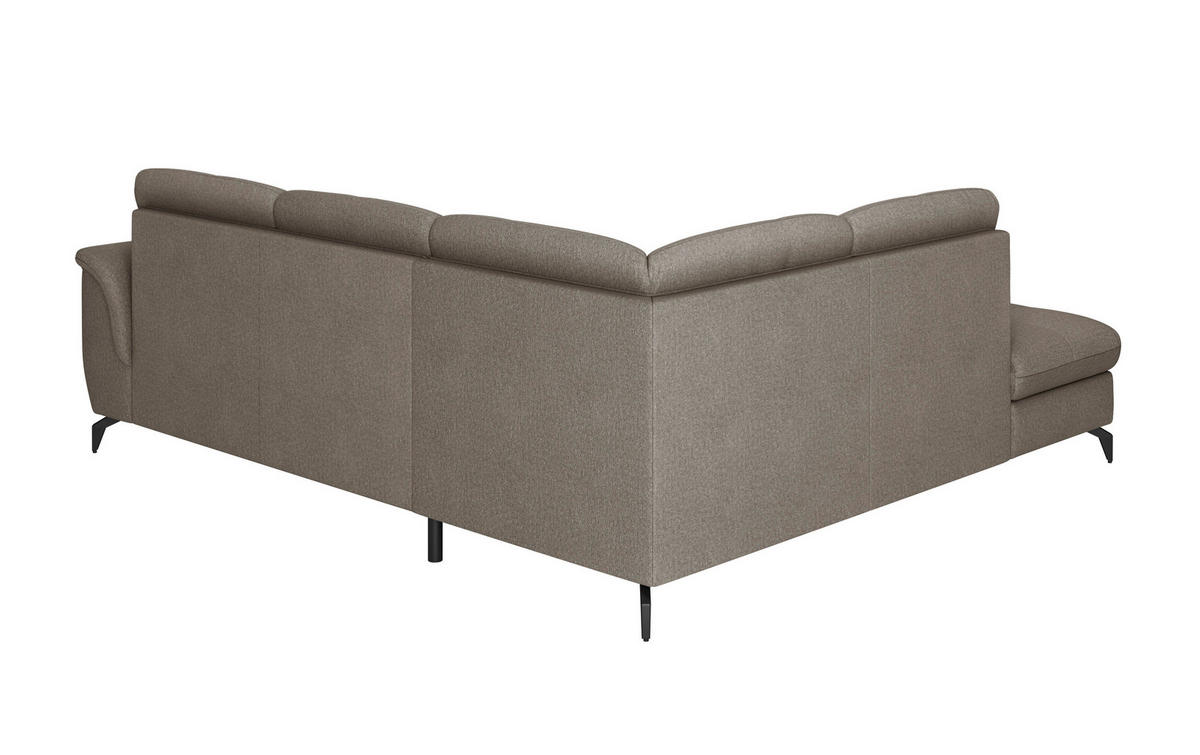 ECKSOFA ZORA E Schlammfarben Flachgewebe  - Schlammfarben/Schwarz, MODERN, Textil/Metall (212/244cm) - Sit & More