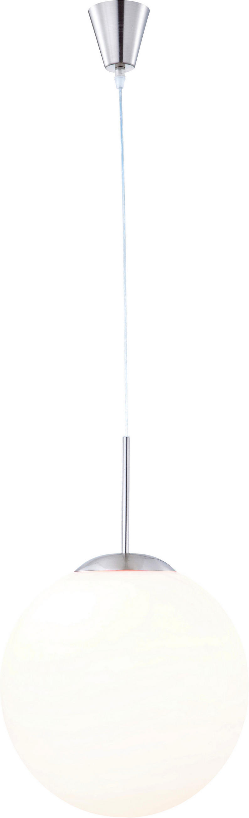 HÄNGELEUCHTE Balla 30/180 cm  - Opal/Nickelfarben, Basics, Glas/Metall (30/180cm) - Globo