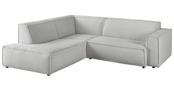 ECKSOFA Grau Cord  - Schwarz/Grau, KONVENTIONELL, Kunststoff/Textil (224/254cm) - Hom`in