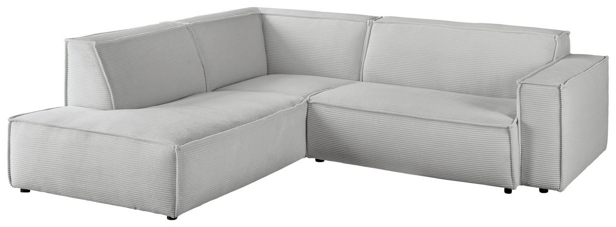 ECKSOFA in Cord Grau  224/254 cm  - Schwarz/Grau, KONVENTIONELL, Kunststoff/Textil (224/254cm) - Hom`in