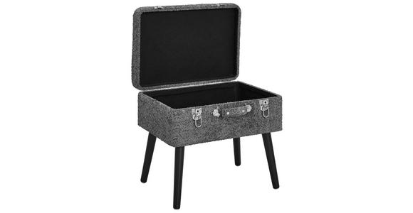 HOCKER Chenille Kiefer Grau - Schwarz/Grau, Trend, Holz/Textil (50/46/35cm) - Xora