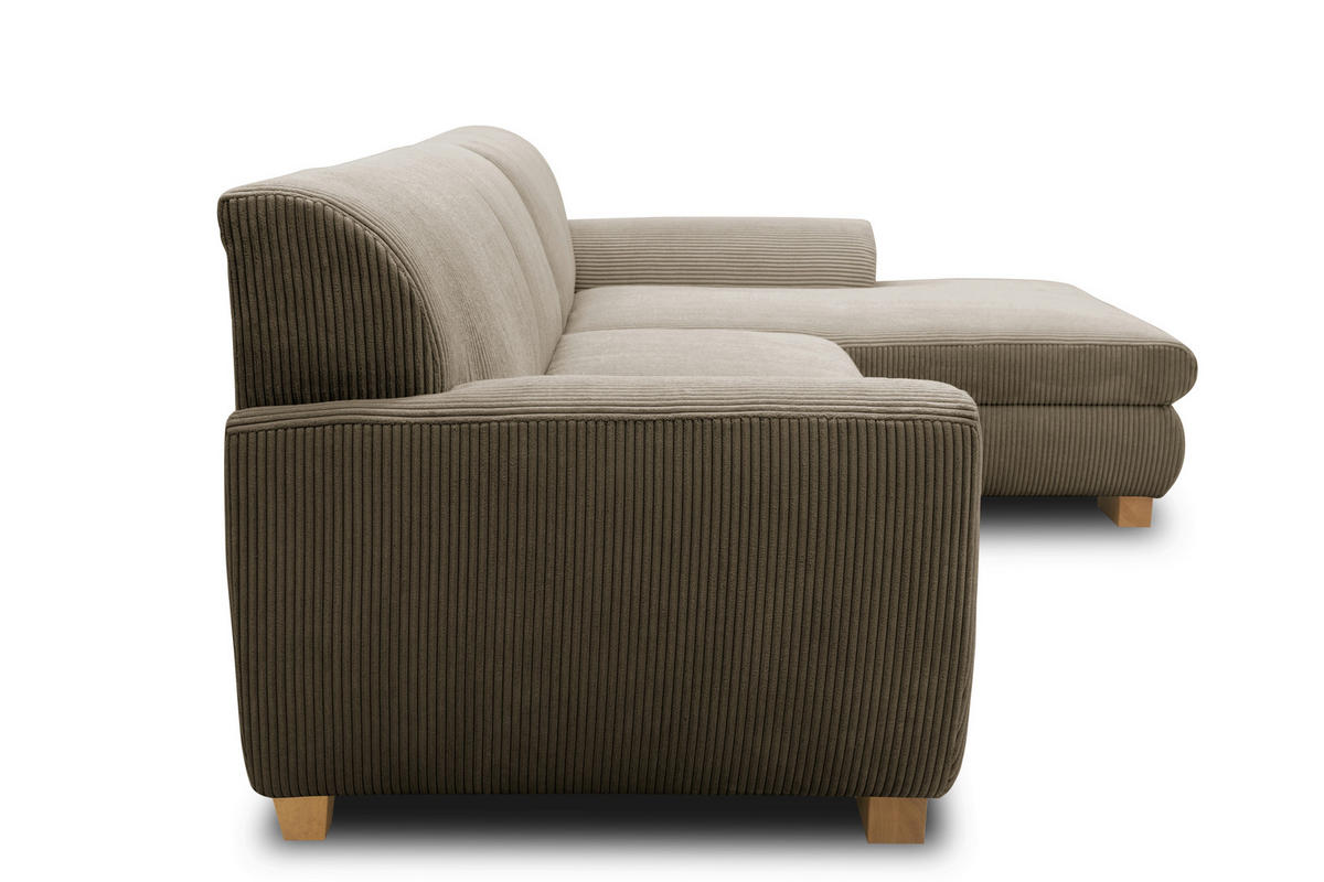 ECKSCHLAFSOFA NIKA Schlammfarben Webstoff  - Schlammfarben/Silberfarben, Basics, Holz/Textil (277/156cm) - MID.YOU