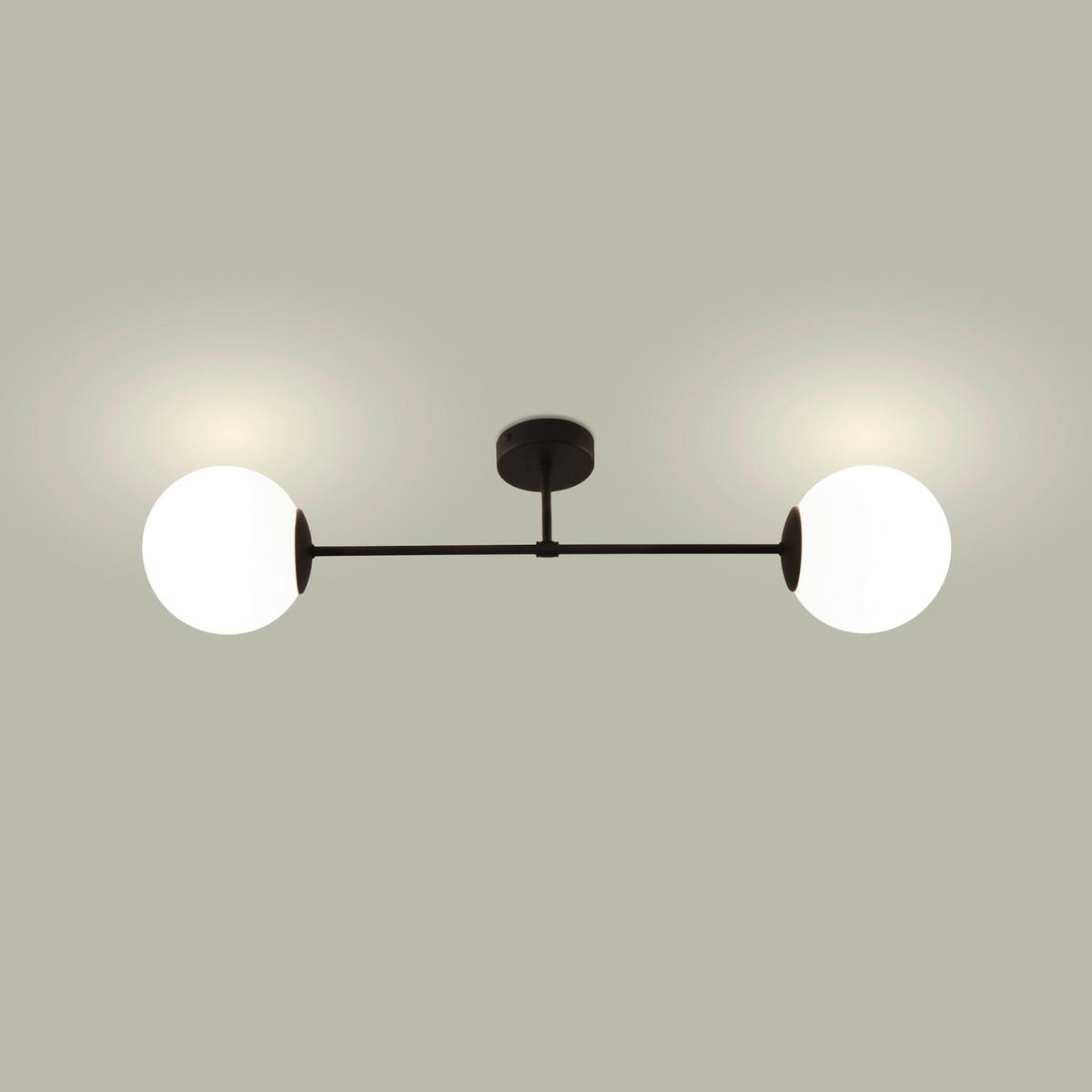DECKENLEUCHTE    76/76/21 cm  - Schwarz, KONVENTIONELL, Glas/Metall (76/76/21cm)