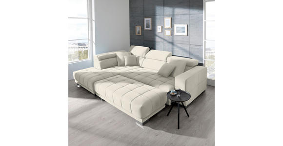 ECKSOFA in Mikrofaser Weiß  - Chromfarben/Weiß, Design, Textil/Metall (207/301cm) - Xora