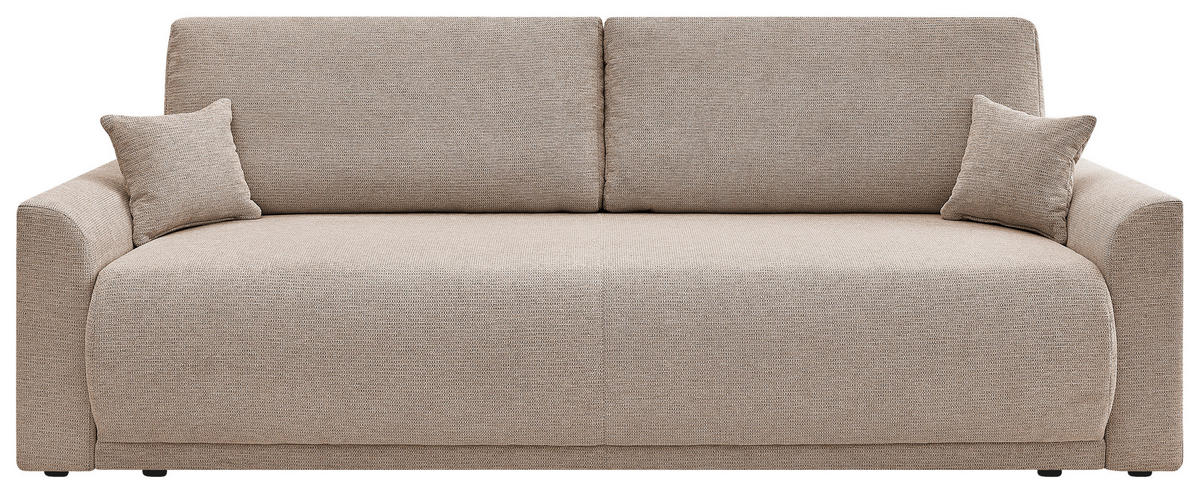 SCHLAFSOFA KIMMY Struktur Braun  inkl. Zierkissen, Rückenkissen, Bettkasten  - Schwarz/Braun, Design, Kunststoff/Textil (234/90/103cm) - P & B