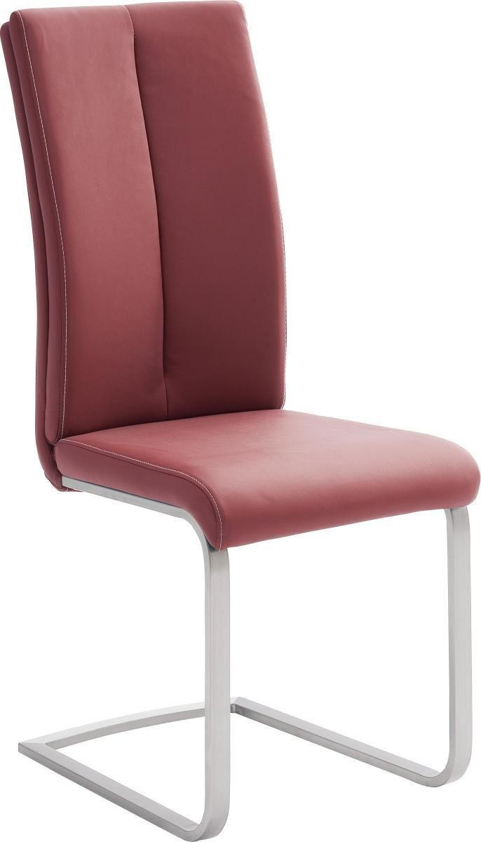 SCHWINGSTUHL  in Edelstahl Lederlook  - Edelstahlfarben/Bordeaux, Design, Textil/Metall (42/104/61cm) - MID.YOU