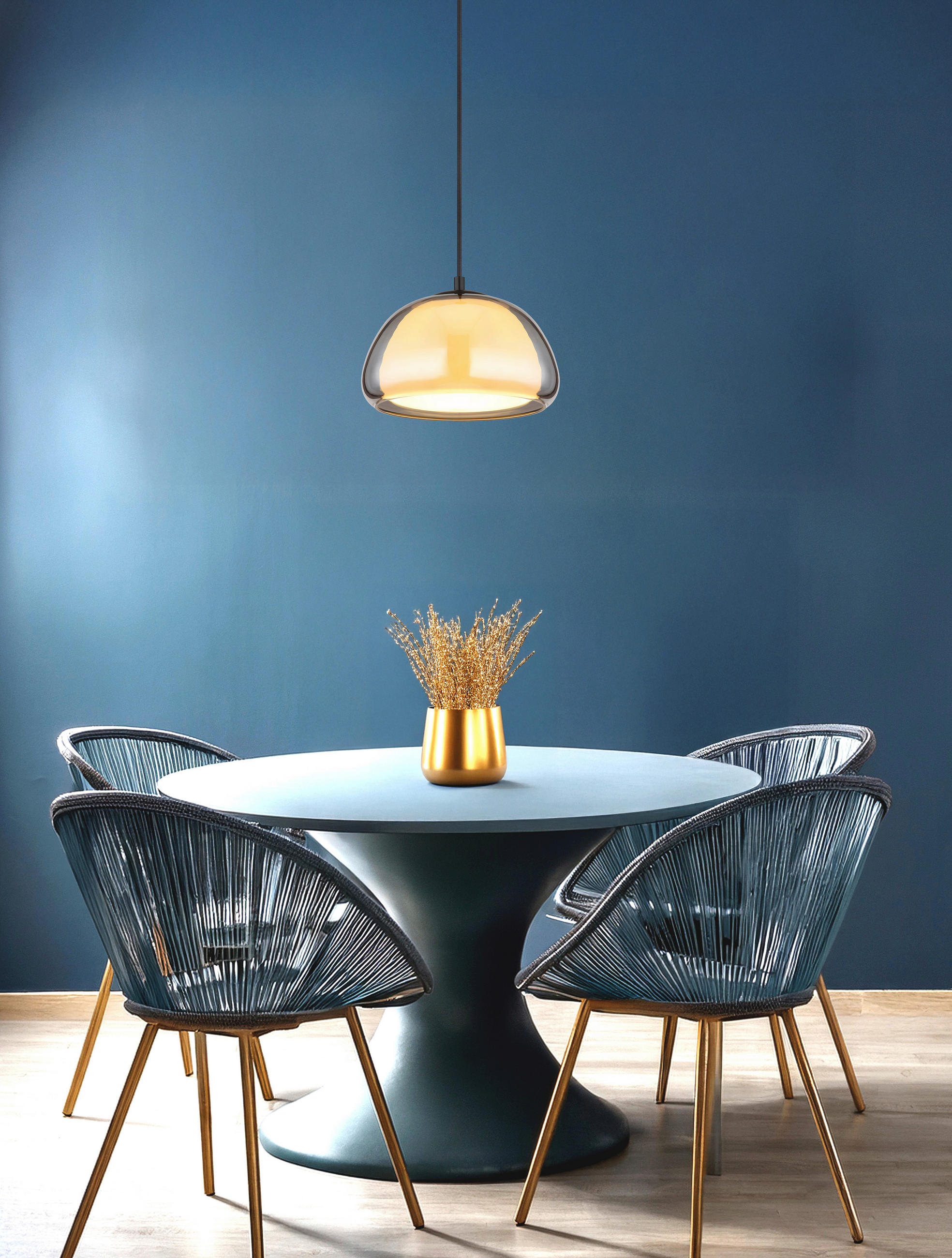 HÄNGELEUCHTE 25/120 cm  - Schwarz/Weiß, KONVENTIONELL, Glas/Textil (25/120cm) - Globo