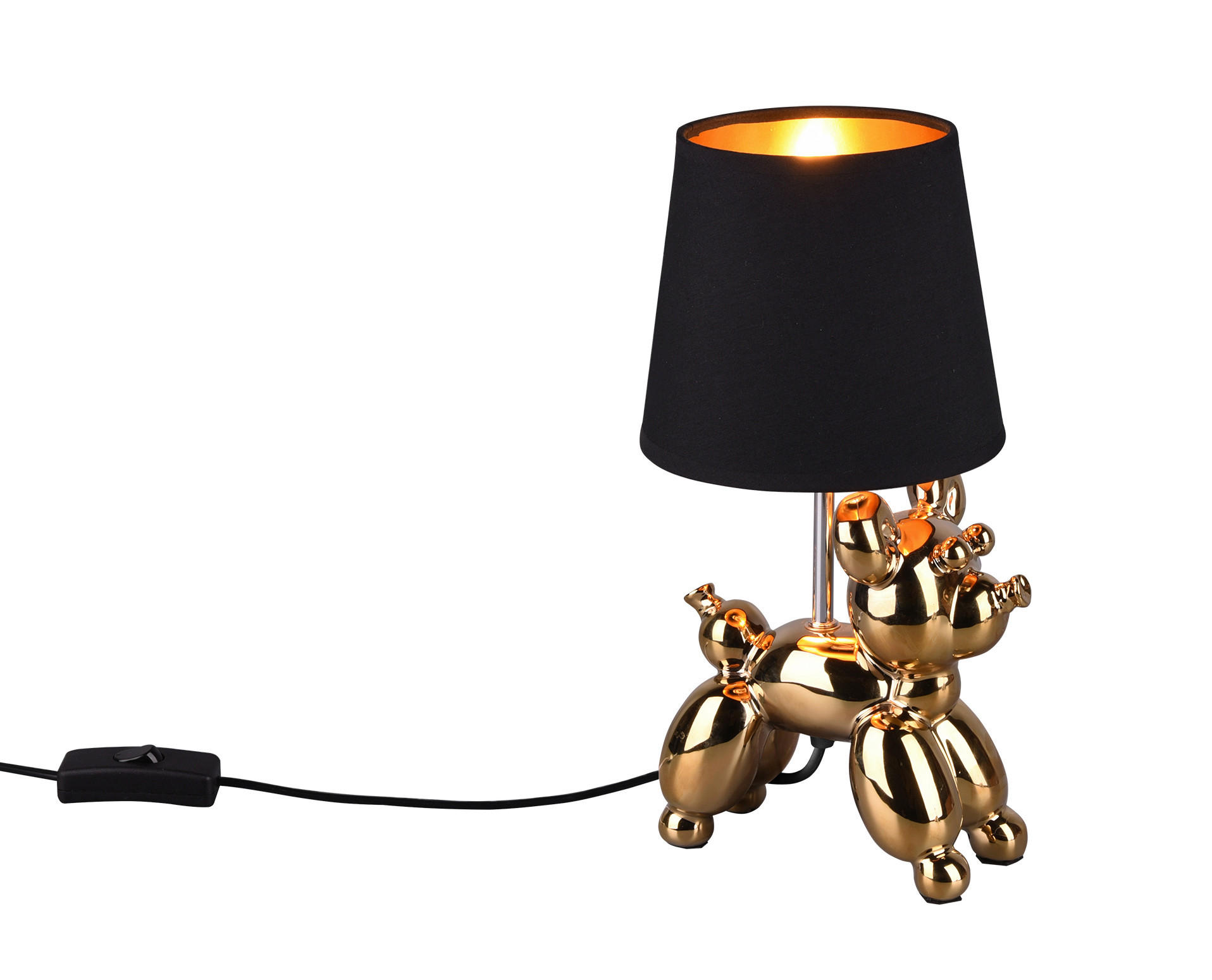 Tischlampe Schwarz/ Goldfarben Luftballonhund